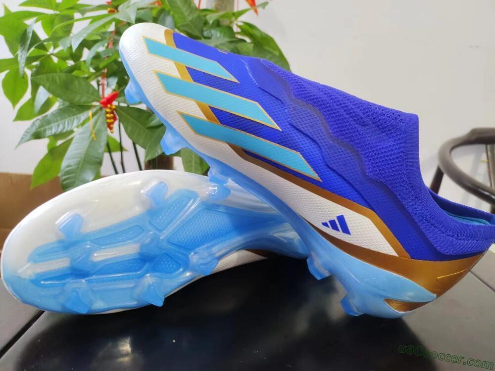 Adidas X Crazyfast.1 Laceless FG Firm Ground Soccer Cleats - Blue/White/Gold