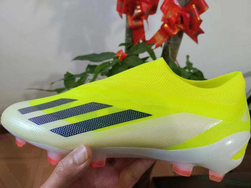 Adidas X Crazyfast+ Laceless FG Firm Ground Soccer Cleats - Yellow/Blue/Red