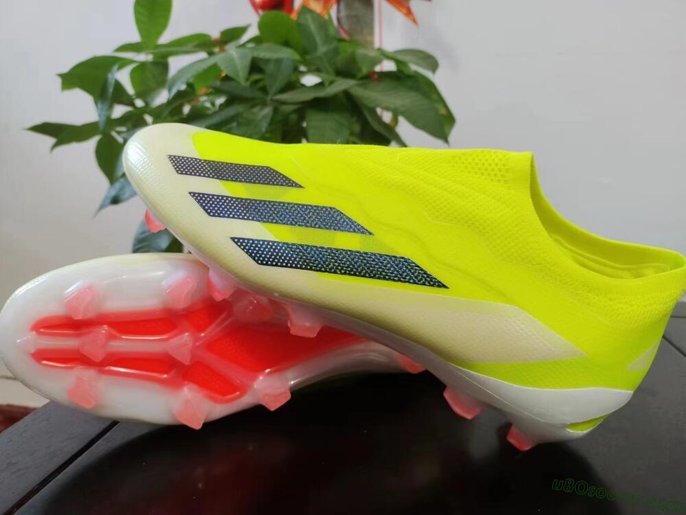 Adidas X Crazyfast+ Laceless FG Firm Ground Soccer Cleats - Yellow/Blue/Red