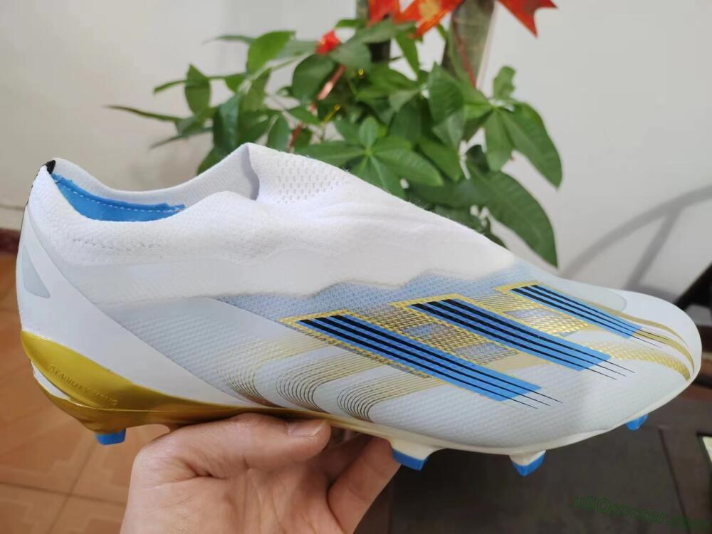 Adidas X Crazyfast.1 FG Firm Ground Soccer Cleats - White/Blue/Gold