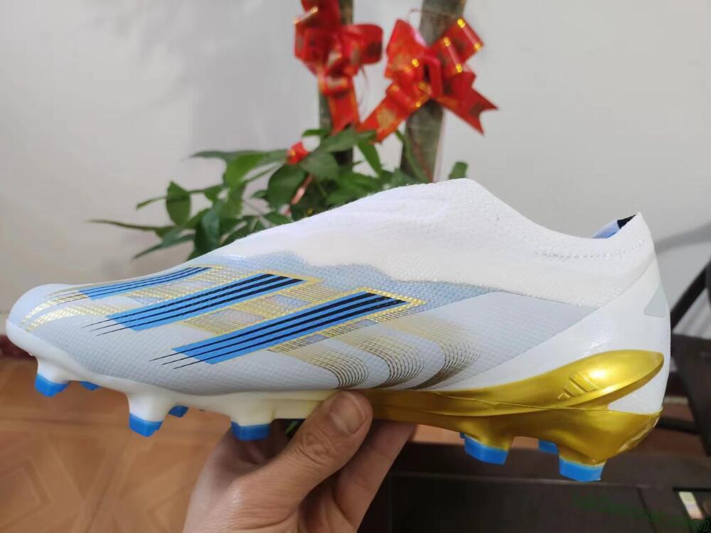 Adidas X Crazyfast.1 FG Firm Ground Soccer Cleats - White/Blue/Gold