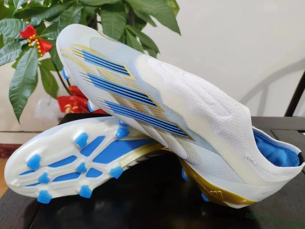 FG Firm Ground Soccer Cleats - White, Blue, Gold | Ultimate