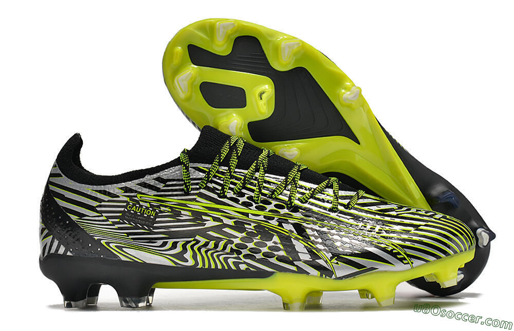 Puma Ultra Ultimate FG Firm Ground Soccer Cleats - White/Black/Green 1