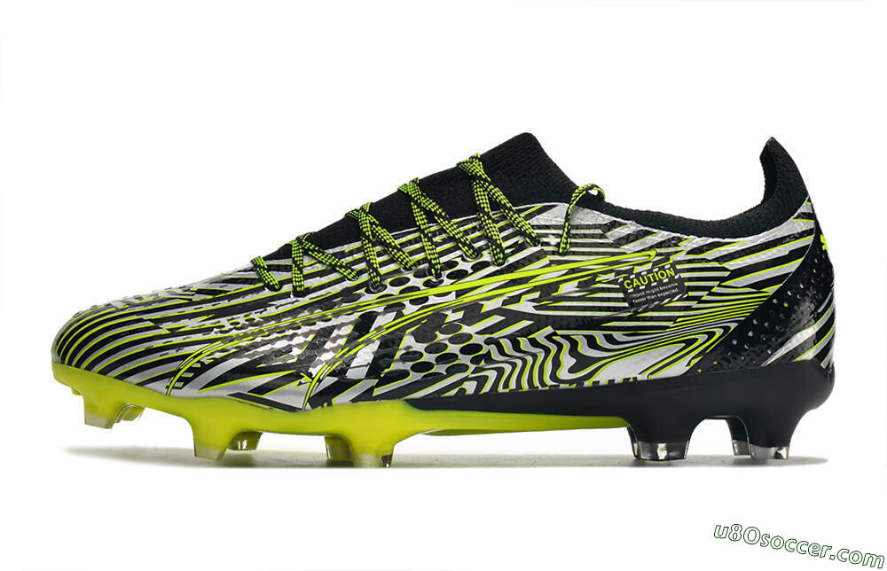 Puma Ultra Ultimate FG Firm Ground Soccer Cleats - White/Black/Green 2