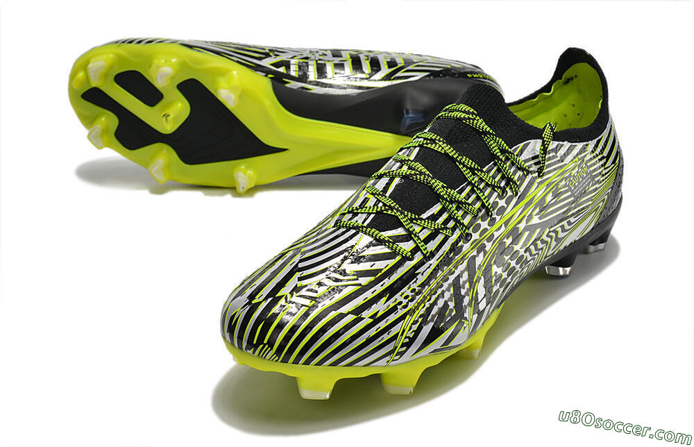 Puma Ultra Ultimate FG Firm Ground Soccer Cleats - White/Black/Green 3