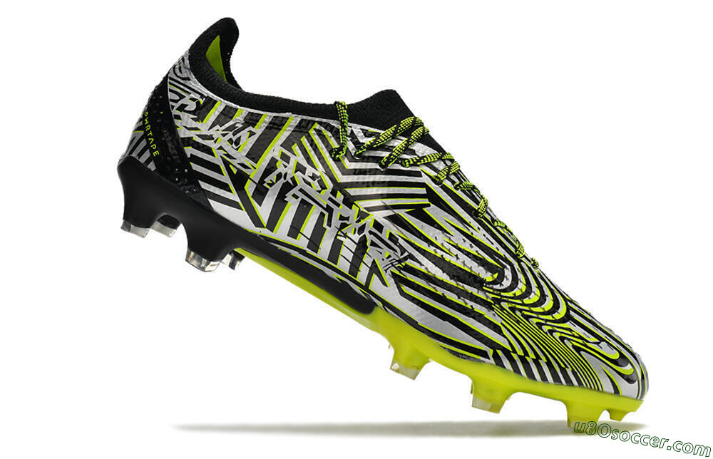 Puma Ultra Ultimate FG Firm Ground Soccer Cleats - White/Black/Green 4