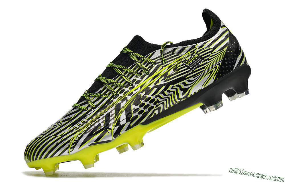 Puma Ultra Ultimate FG Firm Ground Soccer Cleats - White/Black/Green 5