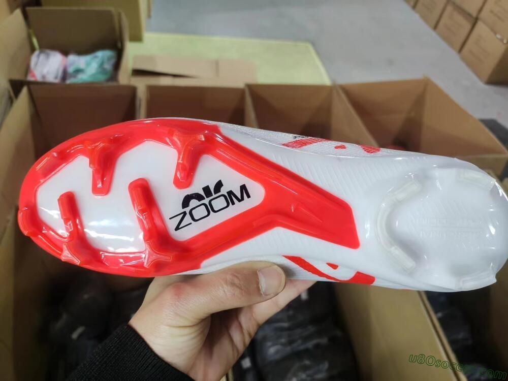 Nike Air Zoom Mercurial Superfly 9 Elite FG Firm Ground Soccer Cleats - White/Black/Red