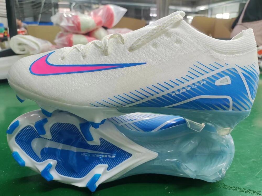 Nike Air Zoom Mercurial Vapor 16 Elite FG Firm Ground Soccer Cleats - White/Pink/Blue