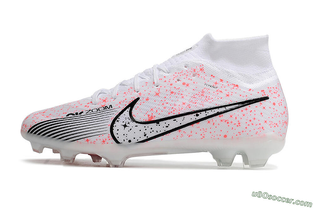 Nike Air Zoom Mercurial Superfly 9 Elite FG Firm Ground Soccer Cleats - White/Pink/Black 2