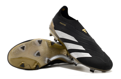 Adidas Predator Accuracy+ FG Firm Ground Soccer Cleats - Black/White/Gold