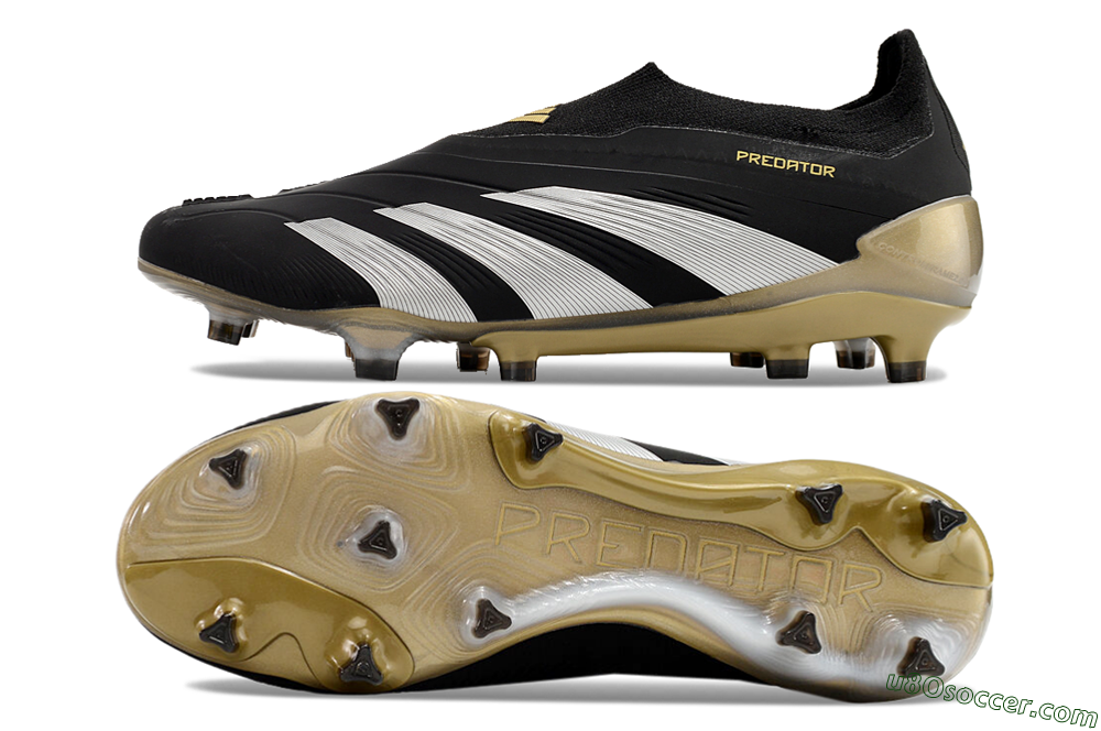 Adidas Predator Accuracy+ FG Firm Ground Soccer Cleats - Black/White/Gold 0