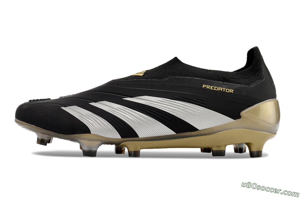 Adidas Predator Accuracy+ FG Firm Ground Soccer Cleats - Black/White/Gold 2