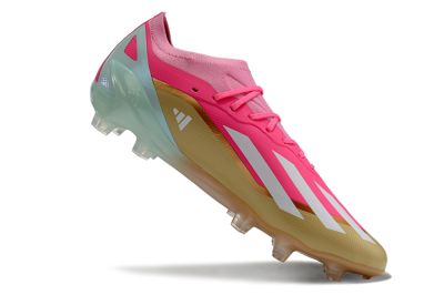 Adidas X 23 Crazyfast.1 FG Firm Ground Soccer Cleats - Pink/White/Gold/Jade