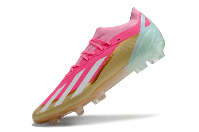 Adidas X 23 Crazyfast.1 FG Firm Ground Soccer Cleats - Pink/White/Gold/Jade