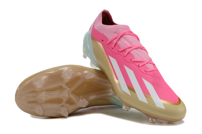 Adidas X 23 Crazyfast.1 FG Firm Ground Soccer Cleats - Pink/White/Gold/Jade
