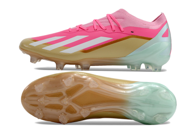 Adidas X 23 Crazyfast.1 FG Firm Ground Soccer Cleats - Pink/White/Gold/Jade