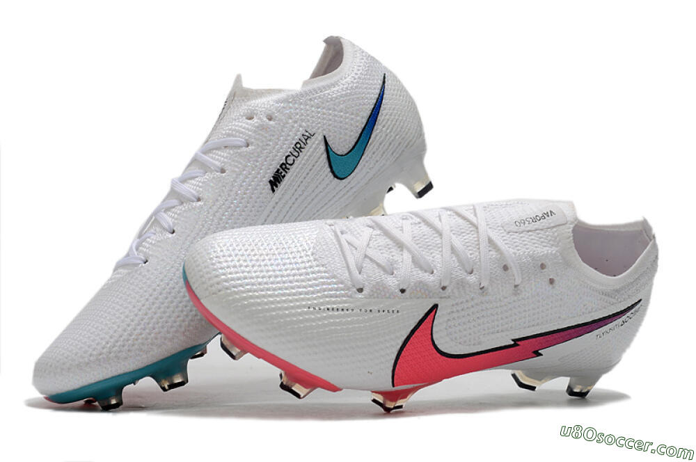 Nike Air Zoom Mercurial Vapor 13 Elite FG Firm Ground Soccer Cleats - White/Red/Blue 6