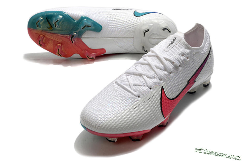 Nike Air Zoom Mercurial Vapor 13 Elite FG Firm Ground Soccer Cleats - White/Red/Blue 3
