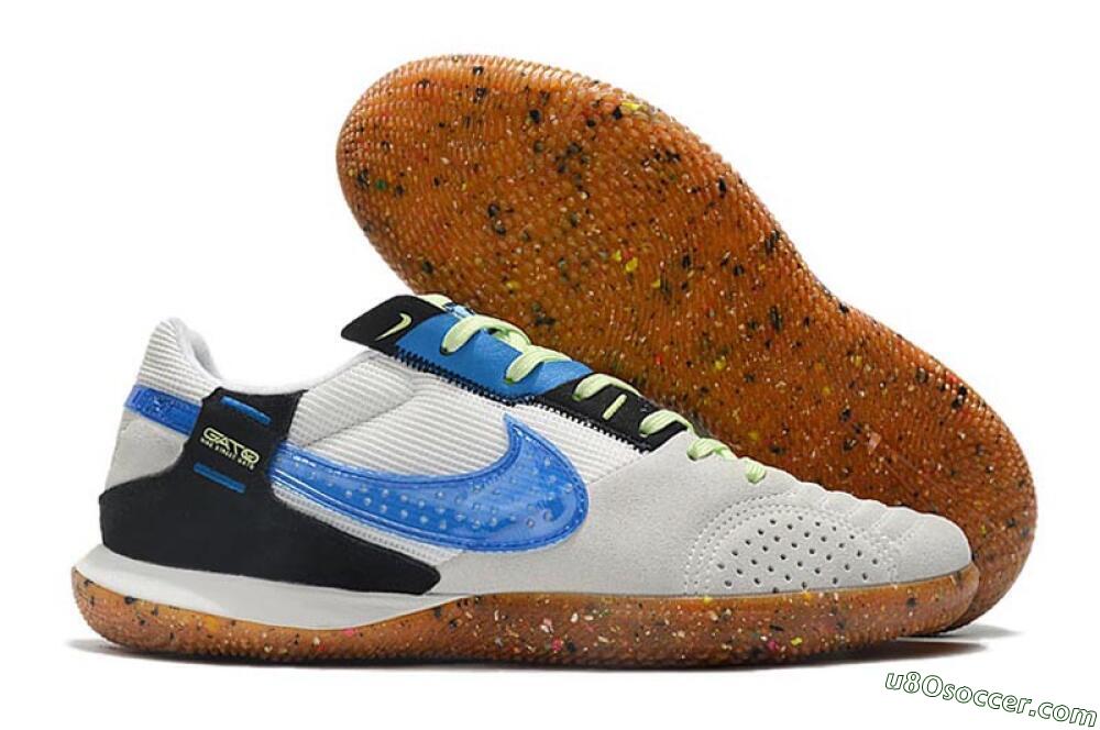 Nike Street Gato IC Indoor & Futsal Soccer Shoes - Grey/White/Blue 1