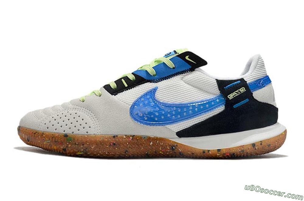 Nike Street Gato IC Indoor & Futsal Soccer Shoes - Grey/White/Blue 2