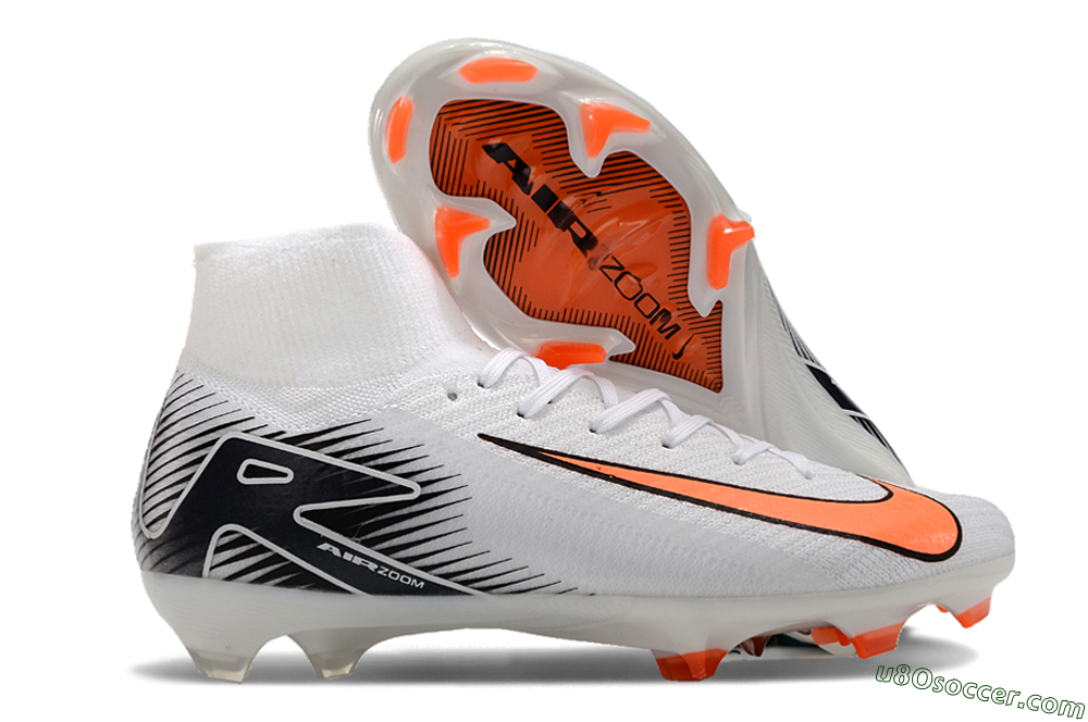 Nike Air Zoom Mercurial Superfly 10 Elite FG Firm Ground Soccer Cleats - White/Orange/Black 1