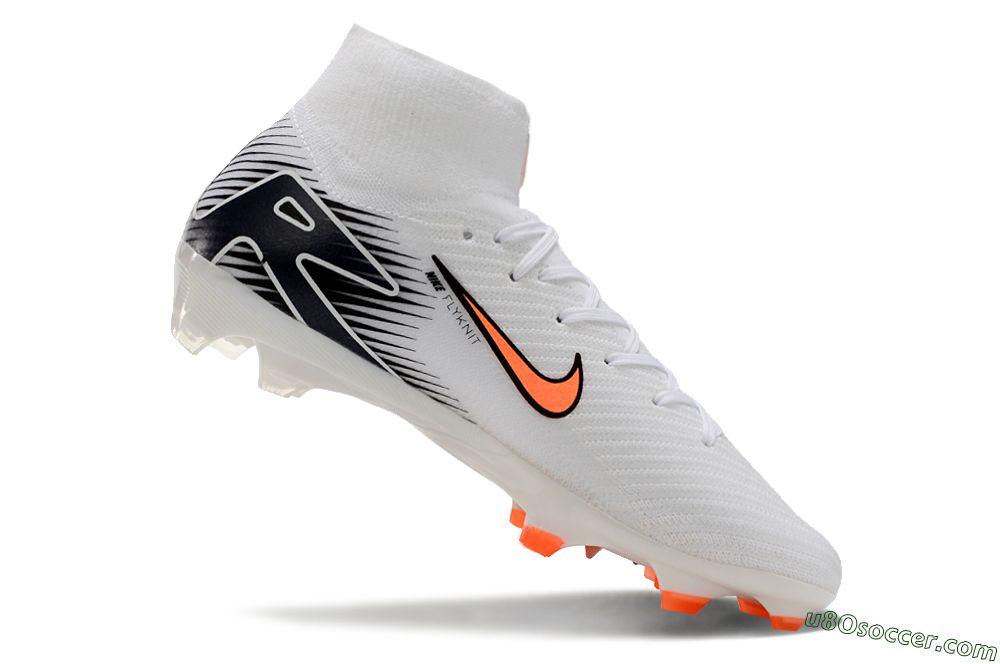Nike Air Zoom Mercurial Superfly 10 Elite FG Firm Ground Soccer Cleats - White/Orange/Black 4