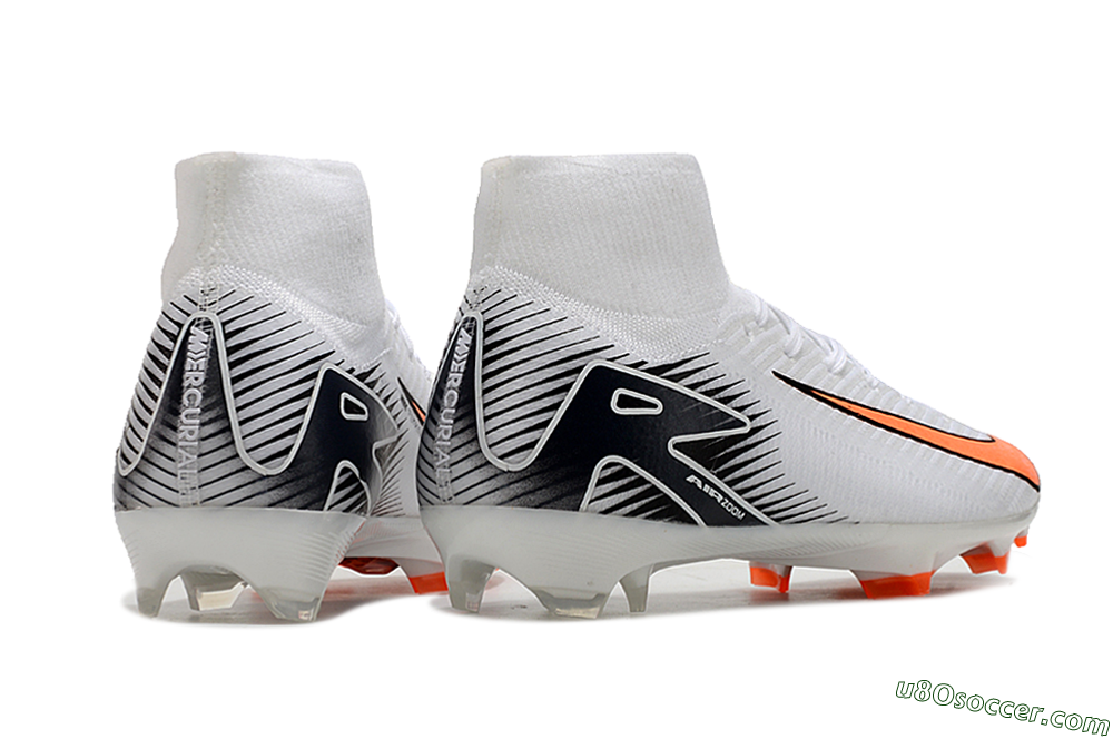Nike Air Zoom Mercurial Superfly 10 Elite FG Firm Ground Soccer Cleats - White/Orange/Black 6