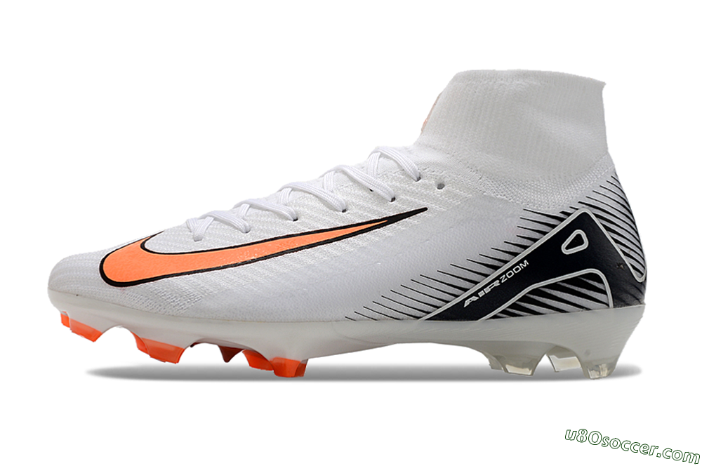 Nike Air Zoom Mercurial Superfly 10 Elite FG Firm Ground Soccer Cleats - White/Orange/Black 2