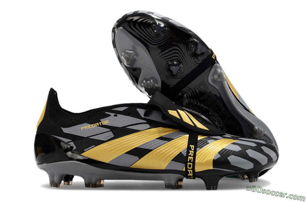 Adidas Predator Elite Foldover Tongue FG Firm Ground Soccer Cleats - Black/Grey/Gold 1