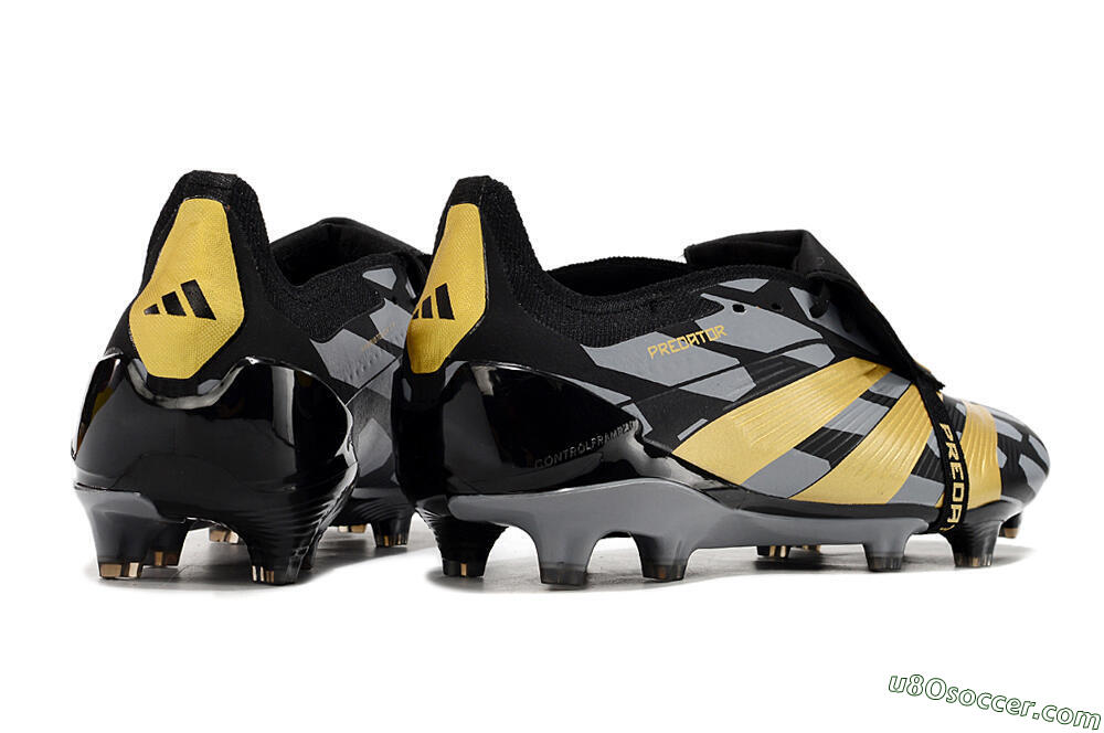 Adidas Predator Elite Foldover Tongue FG Firm Ground Soccer Cleats - Black/Grey/Gold 6