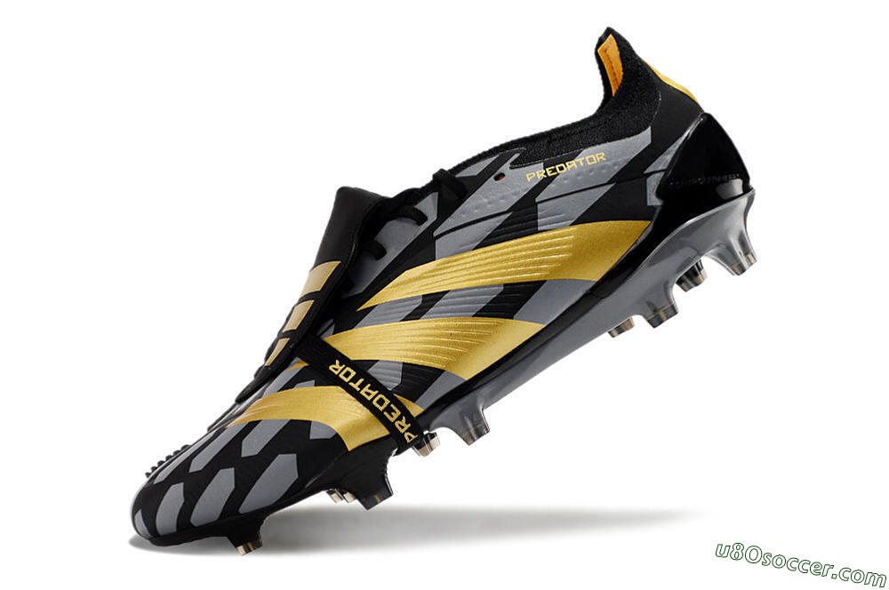Adidas Predator Elite Foldover Tongue FG Firm Ground Soccer Cleats - Black/Grey/Gold 5