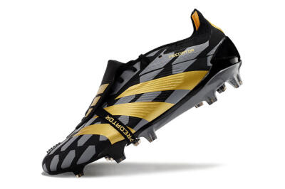 Adidas Predator Elite Foldover Tongue FG Firm Ground Soccer Cleats - Black/Grey/Gold