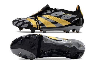 Adidas Predator Elite Foldover Tongue FG Firm Ground Soccer Cleats - Black/Grey/Gold