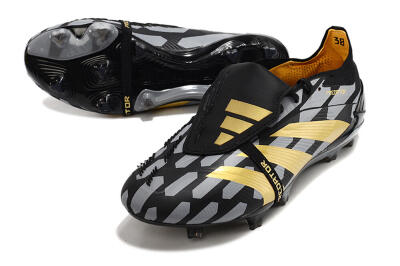 Adidas Predator Elite Foldover Tongue FG Firm Ground Soccer Cleats - Black/Grey/Gold