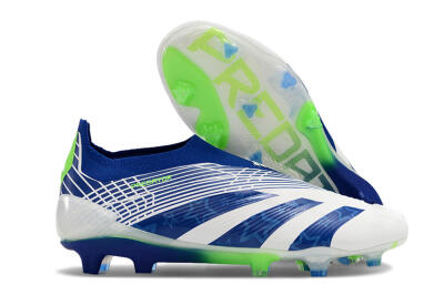Adidas Predator+ 24 Elite Laceless FG Firm Ground Soccer Cleats - White/Blue/Yellow