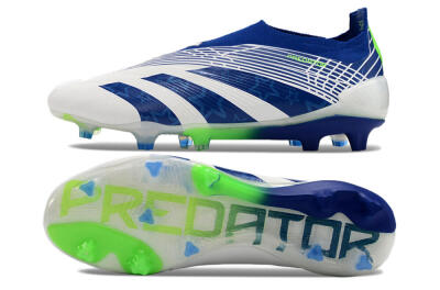 Adidas Predator+ 24 Elite Laceless FG Firm Ground Soccer Cleats - White/Blue/Yellow