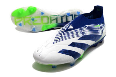 Adidas Predator+ 24 Elite Laceless FG Firm Ground Soccer Cleats - White/Blue/Yellow