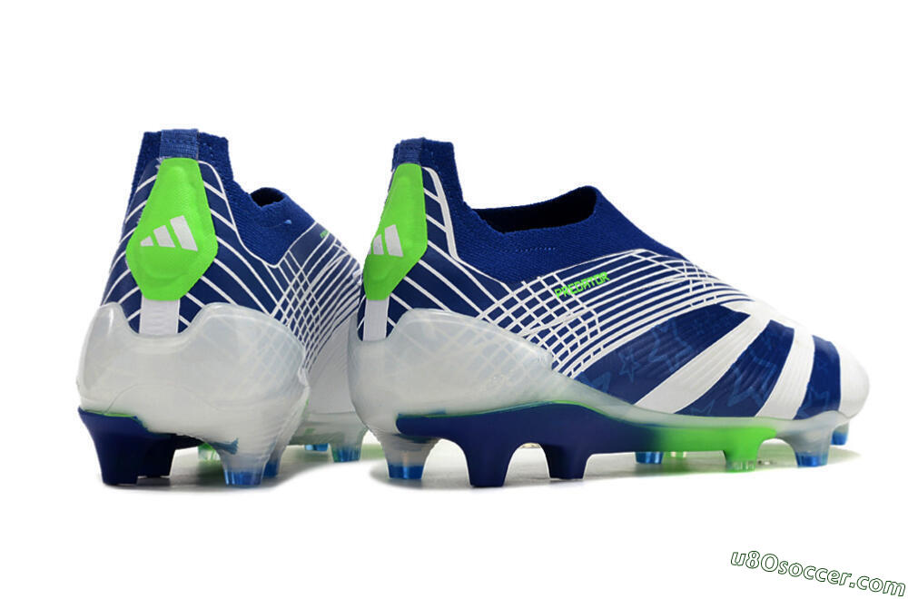 Adidas Predator+ 24 Elite Laceless FG Firm Ground Soccer Cleats - White/Blue/Yellow 6