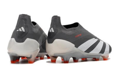 Adidas Predator+ 24 Elite Laceless FG Firm Ground Soccer Cleats - Grey/White/Orange