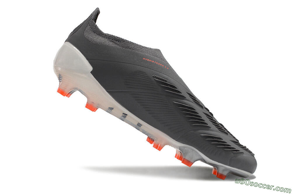 Adidas Predator+ 24 Elite Laceless FG Firm Ground Soccer Cleats - Grey/White/Orange 4