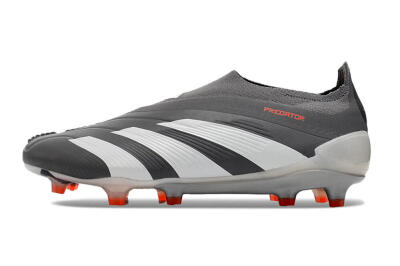 Adidas Predator+ 24 Elite Laceless FG Firm Ground Soccer Cleats - Grey/White/Orange