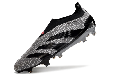 Adidas Predator+ 24 Elite Laceless FG Firm Ground Soccer Cleats - Grey/Black/Red