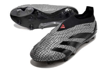 Adidas Predator+ 24 Elite Laceless FG Firm Ground Soccer Cleats - Grey/Black/Red