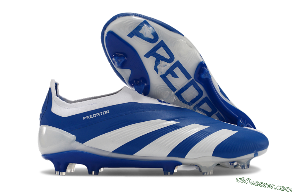 Adidas Predator+ 24 Elite Laceless FG Firm Ground Soccer Cleats - Blue/White 1