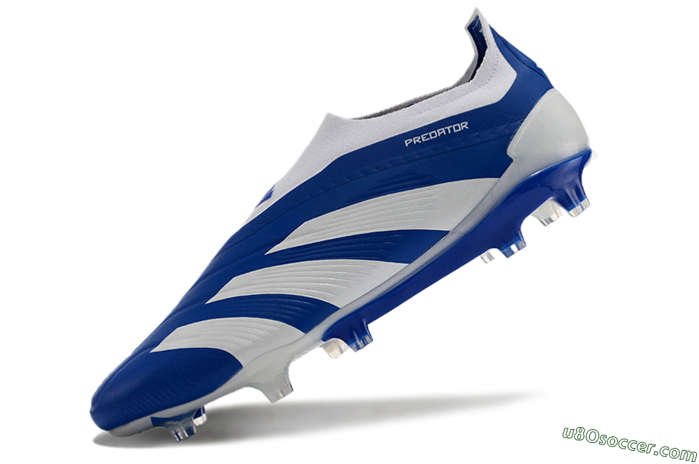 Adidas Predator+ 24 Elite Laceless FG Firm Ground Soccer Cleats - Blue/White 6