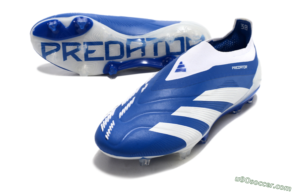 Adidas Predator+ 24 Elite Laceless FG Firm Ground Soccer Cleats - Blue/White 3