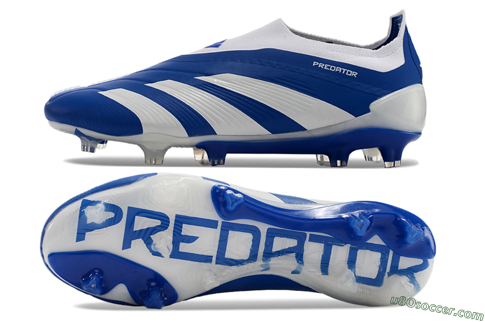 Adidas Predator+ 24 Elite Laceless FG Firm Ground Soccer Cleats - Blue/White 0