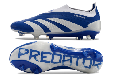 Adidas Predator+ 24 Elite Laceless FG Firm Ground Soccer Cleats - Blue/White