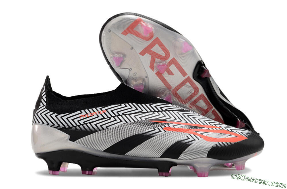 Adidas Predator+ 24 Elite Laceless FG Firm Ground Soccer Cleats - White/Black/Silver 1